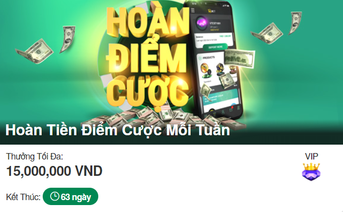 Hoàn Tiền Điểm Cược Mỗi Tuần