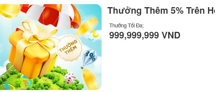 Thưởng Thêm 5% Trên Hoàn Trả Tại V9Bet