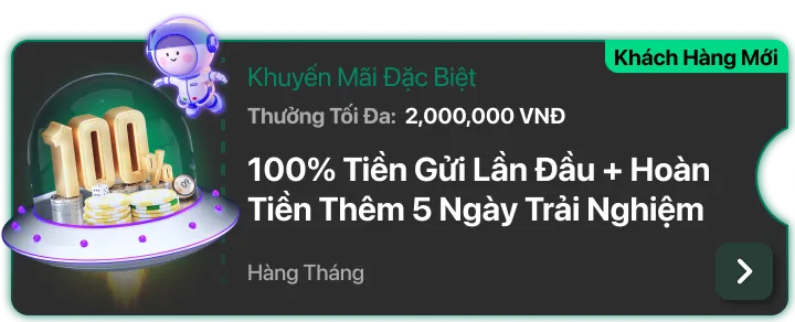 100% Tiền Gửi Lần Đầu + Hoàn Tiền Thêm 5 Ngày Trải Nghiệm